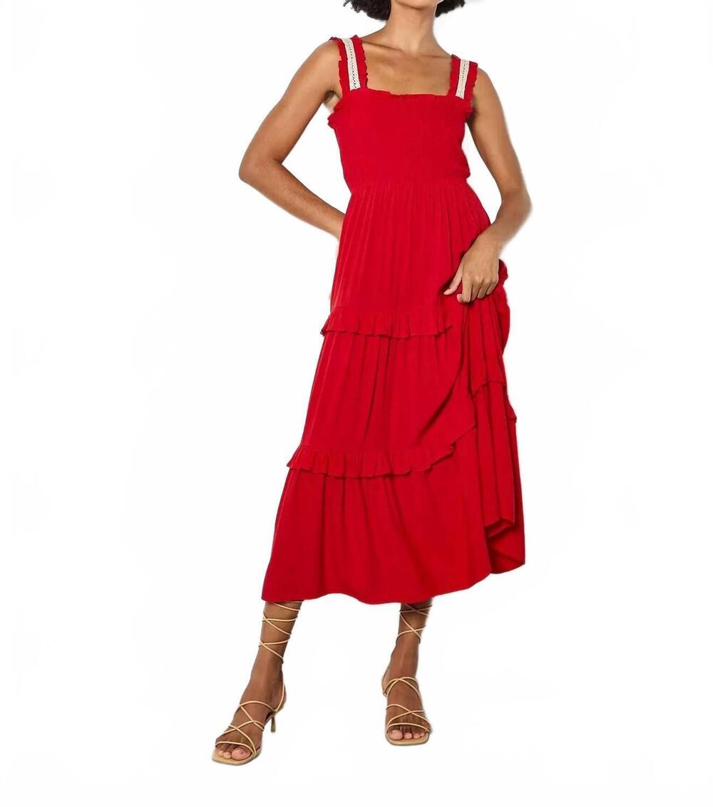 NEW APRICOT smocked crochet dress in red